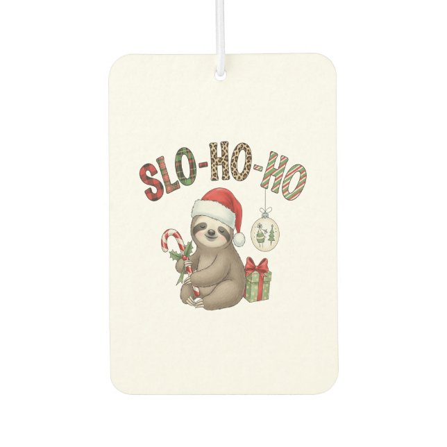 Slo Ho Ho Xmas Sloth Car Air Freshener (Front)