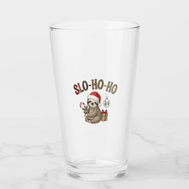 Slo Ho Ho Xmas Sloth Glass (Front)
