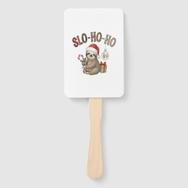 Slo Ho Ho Xmas Sloth Hand Fan (Front)