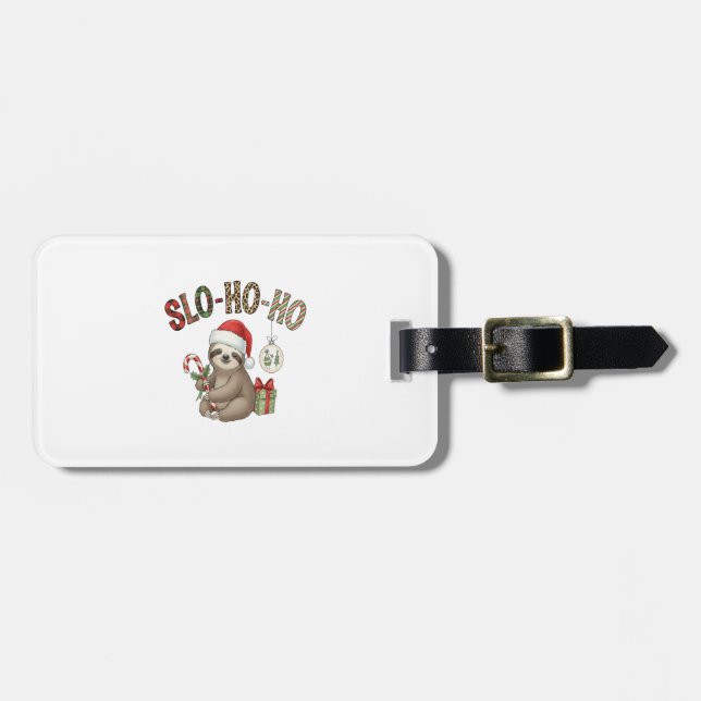 Slo Ho Ho Xmas Sloth Luggage Tag (Front Horizontal)