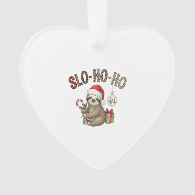 Slo Ho Ho Xmas Sloth Ornament (Front)