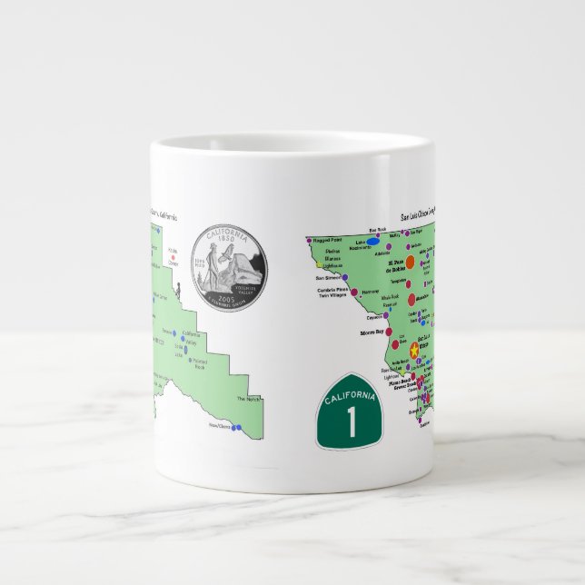 SLO Place Names Map with English Translations Large Coffee Mug (Front)