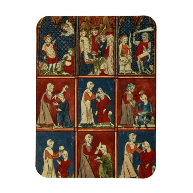 Sloane 1977 fol.2V Medical and biblical scenes, fr Magnet (Vertical)