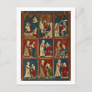 Sloane 1977 fol.2V Medical and biblical scenes, fr Postcard