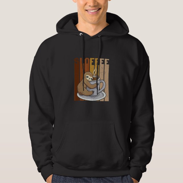 Sloffee Coffee Drinker Sloth Hoodie (Front)