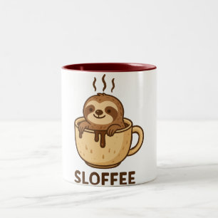 SLOFFEE — Cute Sloth Coffee Funny Sloth Two-Tone Coffee Mug