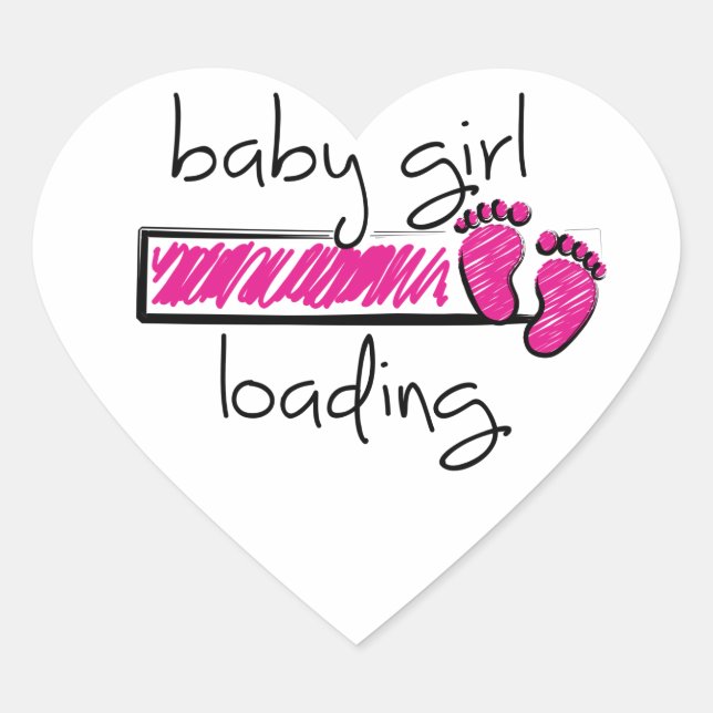 Slogan baby girl is loading. heart sticker (Front)