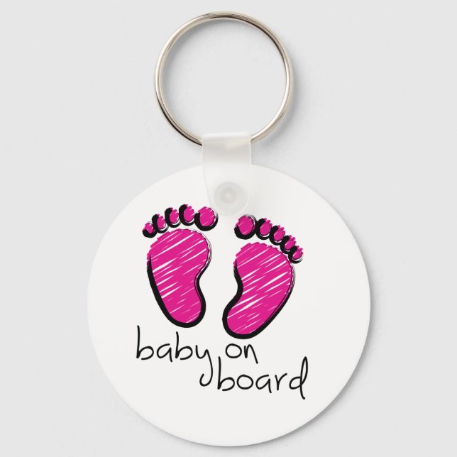 Slogan baby girl on board - baby meisje aan boord key ring (Front)
