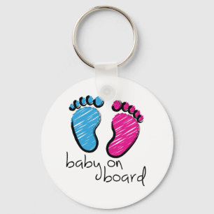 Slogan baby on board - baby jongen of meisje key ring