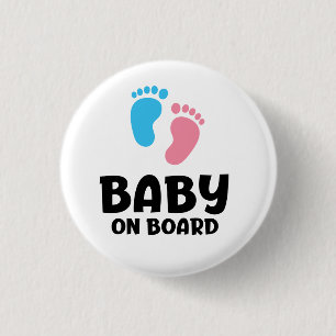 Slogan baby on board — baby on board, in car. 3 cm round badge