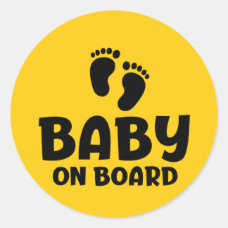 Slogan baby on board — baby on board, in car. classic round sticker