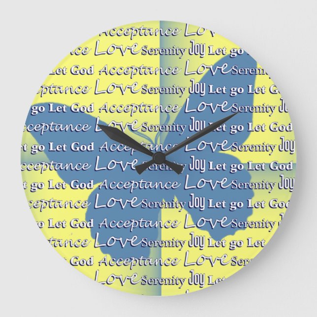 Slogan Butterfly 12 Step Recovery Large Clock (Front)