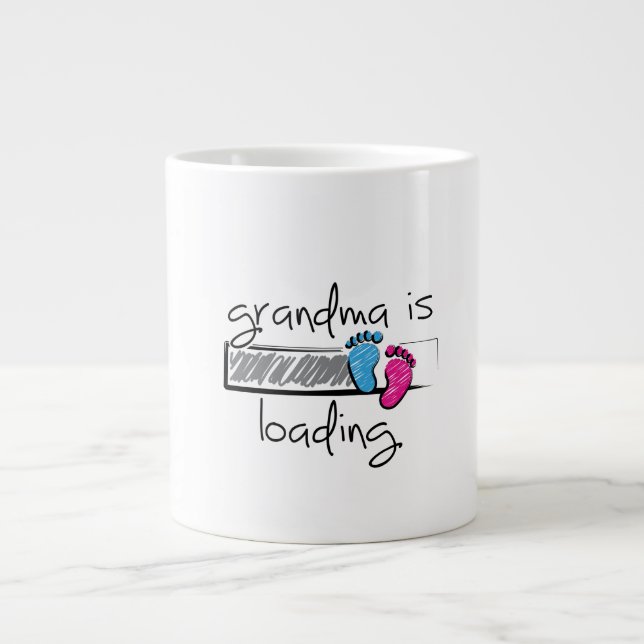 Slogan grandma is loading. Become Grandpa and Gran Large Coffee Mug (Front)