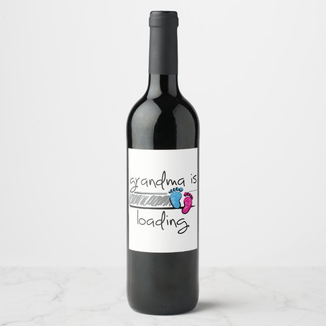 Slogan grandma is loading. Become Grandpa and Gran Wine Label (Front)