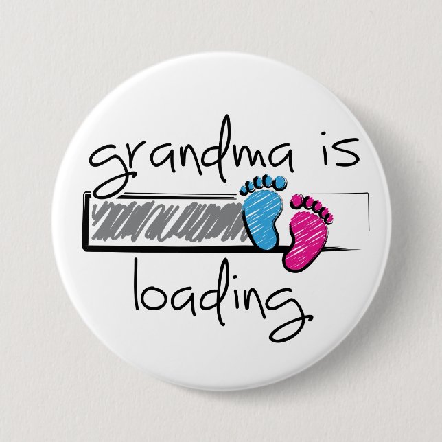 Slogan grandma is loading. Opa en oma worden. 7.5 Cm Round Badge (Front)