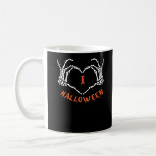 Slogan  Halloween. Heart Gesture Made Of Skeleton  Coffee Mug
