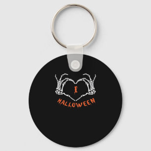 Slogan Halloween. Heart Gesture Made Of Skeleton Key Ring