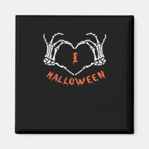 Slogan Halloween. Heart Gesture Made Of Skeleton Magnet