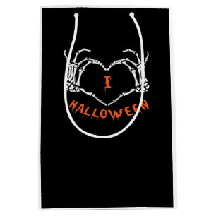 Slogan Halloween. Heart Gesture Made Of Skeleton Medium Gift Bag