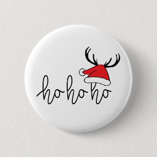 Slogan ho ho ho, Gelukkig kerstfeest. Kerstman. 6 Cm Round Badge