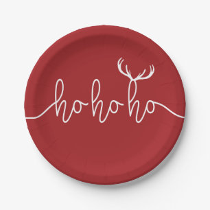 Slogan ho ho ho, Happy Christmas. Santa.  Paper Plate