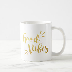Slogan Mug   Good Vibes   gold golden