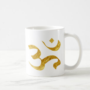 Slogan Mug   Ohm Yoga Yogi   gold golden