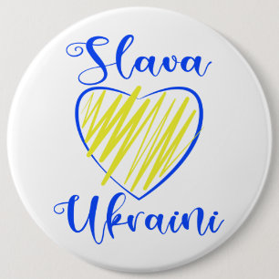 Slogan Slava Ukraini Glory to Ukraine heart 6 Cm Round Badge