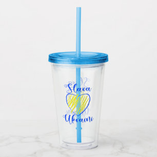Slogan Slava Ukraini Glory to Ukraine heart  Acrylic Tumbler