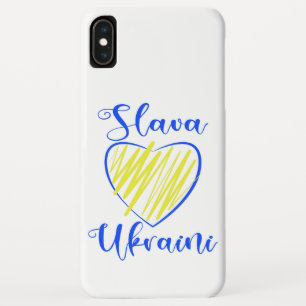 Slogan Slava Ukraini Glory to Ukraine heart  iPhone XS Max Case
