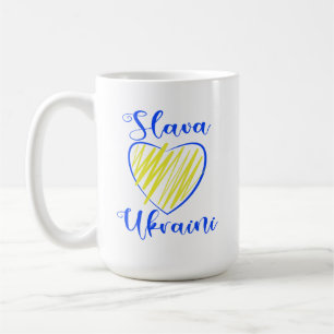 Slogan Slava Ukraini Glory to Ukraine heart Cof Coffee Mug