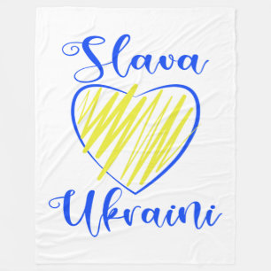 Slogan Slava Ukraini Glory to Ukraine heart Fleece Blanket