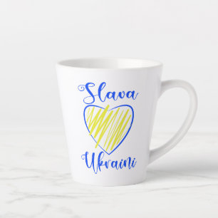 Slogan Slava Ukraini Glory to Ukraine heart Latte Mug