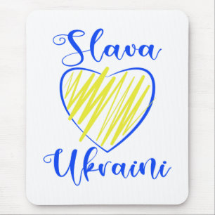 Slogan Slava Ukraini Glory to Ukraine heart Mouse Mat