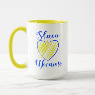 Slogan Slava Ukraini Glory to Ukraine heart   Mug