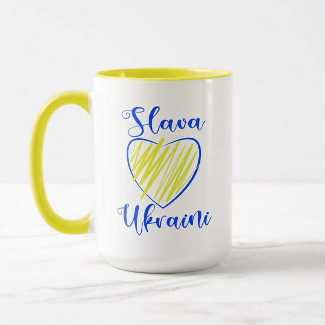 Slogan Slava Ukraini Glory to Ukraine heart   Mug (Left)