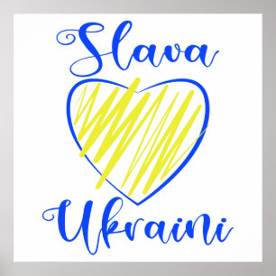 Slogan Slava Ukraini Glory to Ukraine heart Poster