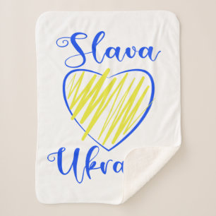 Slogan Slava Ukraini Glory to Ukraine heart   Sherpa Blanket
