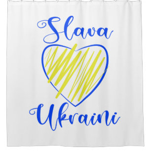 Slogan Slava Ukraini Glory to Ukraine heart    Shower Curtain