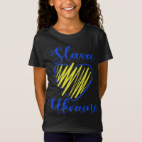 Slogan Slava Ukraini Glory to Ukraine heart T-Shir