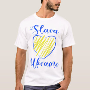 Slogan Slava Ukraini Glory to Ukraine heart T-Shirt