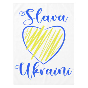 Slogan Slava Ukraini Glory to Ukraine heart Tablecloth