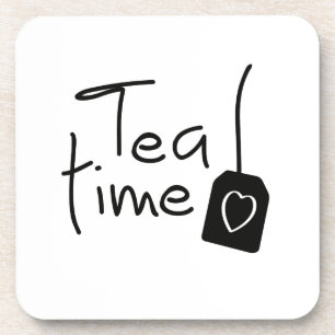 Slogan tea time - theetijd. kopje thee drinken. coaster