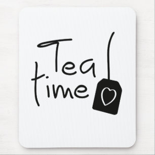Slogan tea time - theetijd. kopje thee drinken. mouse mat