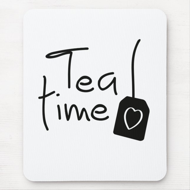 Slogan tea time - theetijd. kopje thee drinken. mouse mat (Front)