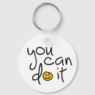 Slogan you can do it, je kunt het of jij doet het. key ring