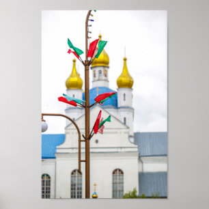 Slonim Belarus Flag Town Architecture Church Poster