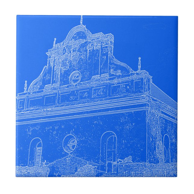 Slonim Great Synagogue Architecture Sketch Tile (Front)