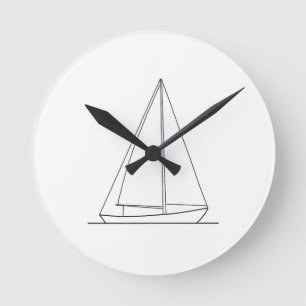 Sloop Sail Plan Sailing Logo Round Clock