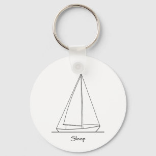 Sloop Sailboat Logo (sail plan) Key Ring